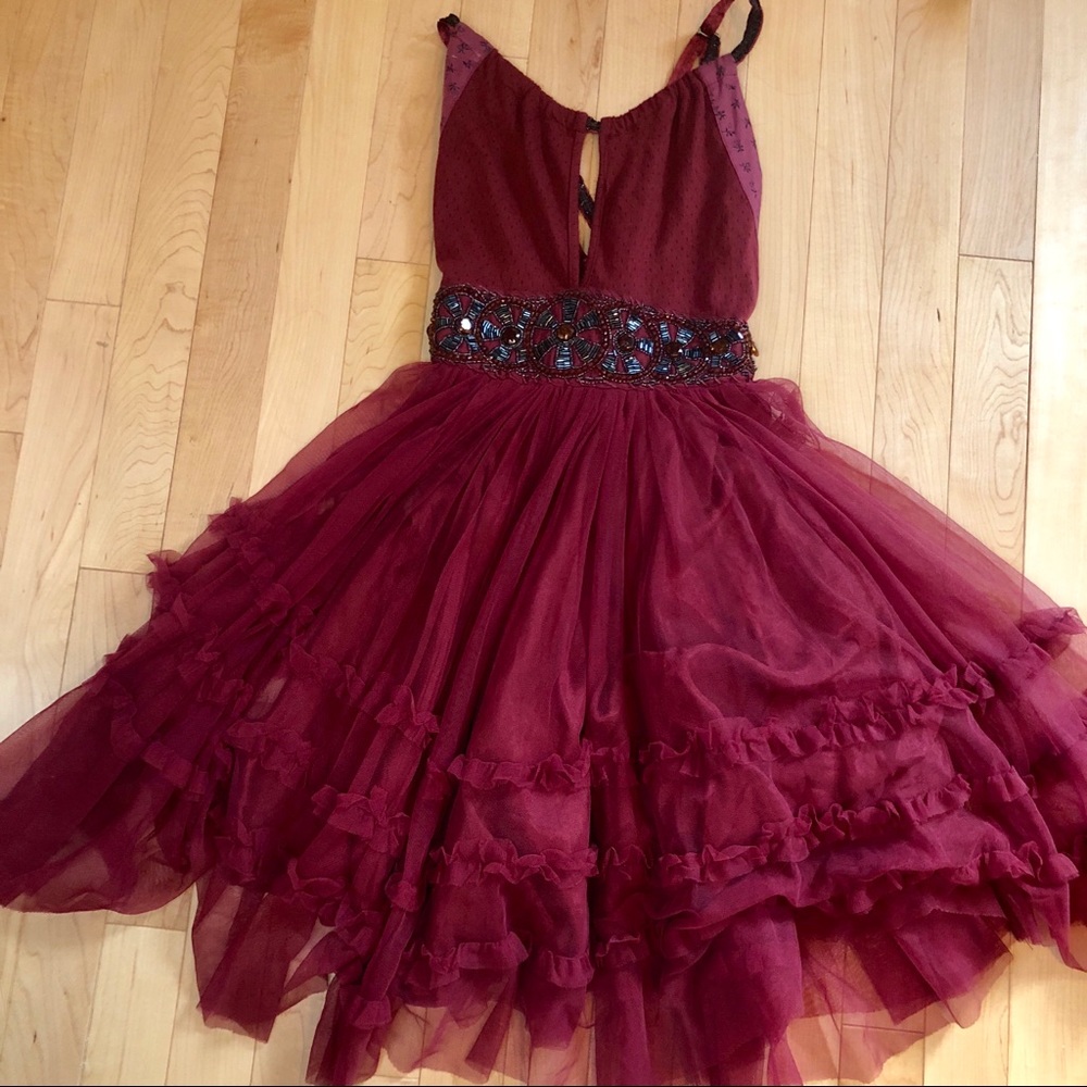 Free People Beaded Ruffle Party Dress